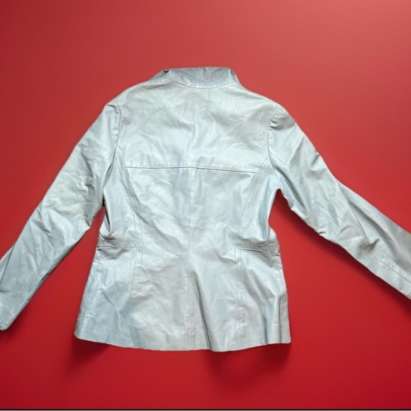 Vintage Blue Light blue Danier Blazer Skirt suit size Large Blazer 12 Skirt - Picture 4 of 8